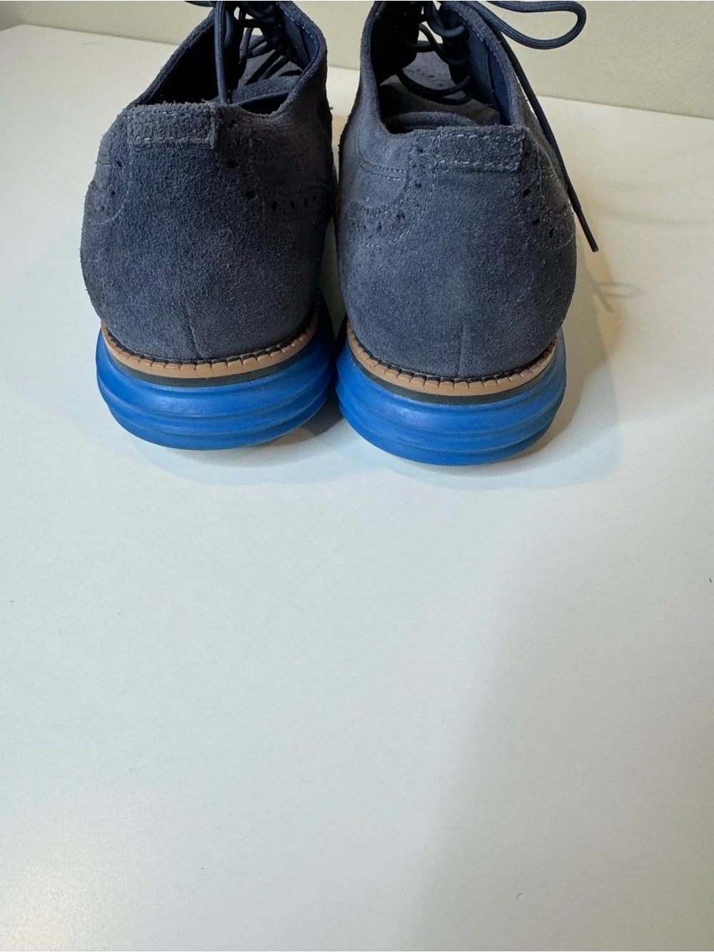 Cole Haan ØriginalGrand Wingtip Oxford Blue Suede Shoes Men’s Size 12M